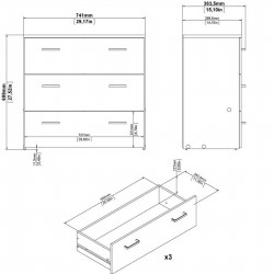 Space Three Drawer Chest - Dimensions 1