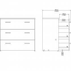 Space Three Drawer Chest - Dimensions 2
