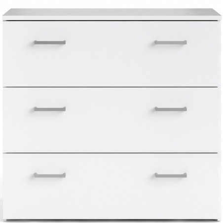 Space Three Drawer Chest - White Front View