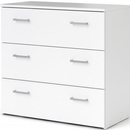 Space Three Drawer Chest - White Angled View