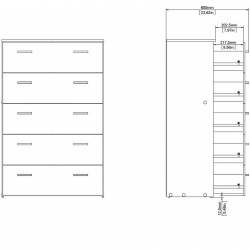 Space Five Drawer Chest - Dimensions 2