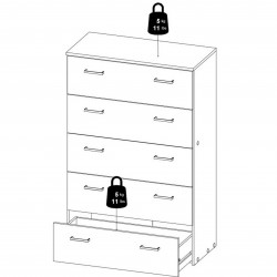 Space Five Drawer Chest - Dimensions 3