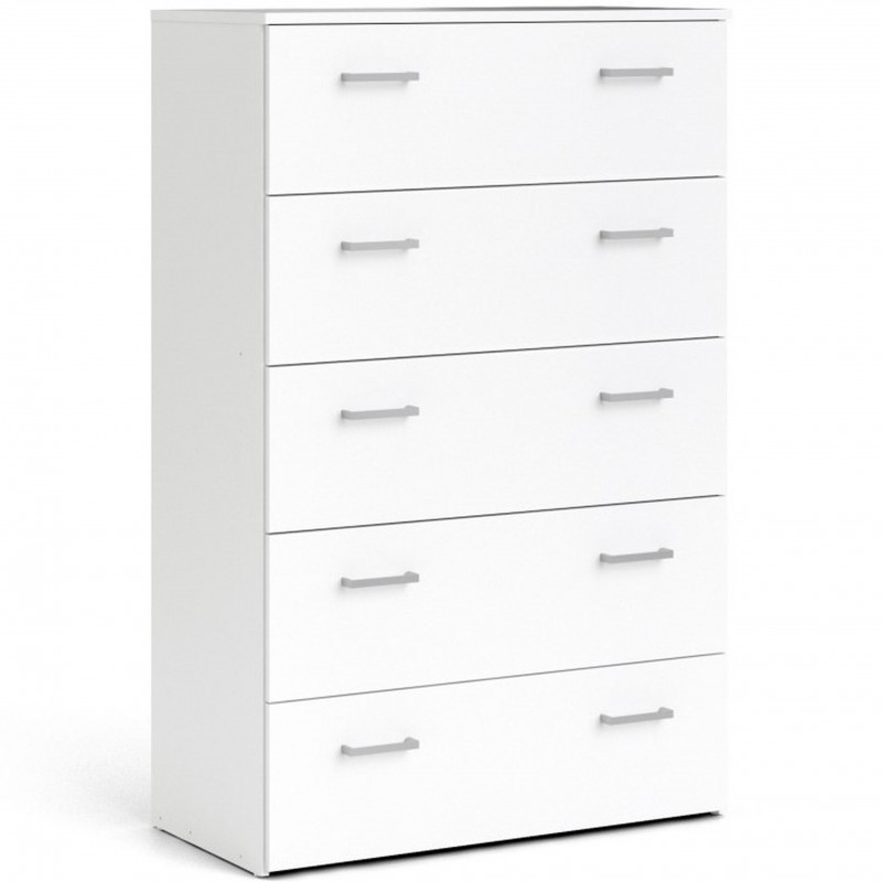 Space Five Drawer Chest - White