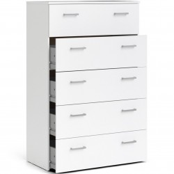 Space Five Drawer Chest - White Open Drawers