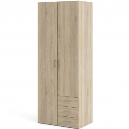 Space Two Door Three Drawer 200cm Wardrobe - Oak Angled View
