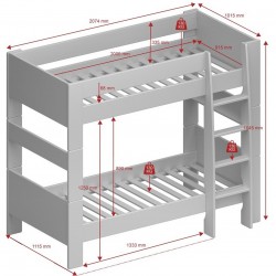 Steens White Bunk Bed - Dimensions