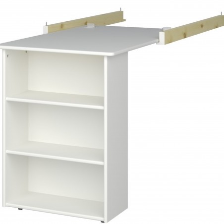Steens White Pull-Out Desk Angled View