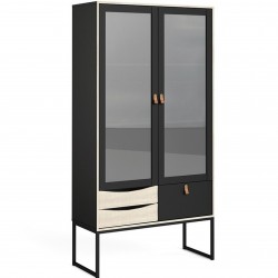 Stubbe Glazed Display Cabinet - Brown Handles