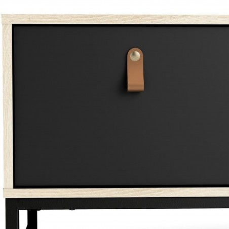 Stubbe Three Drawer TV Unit - Brown Handle Detail