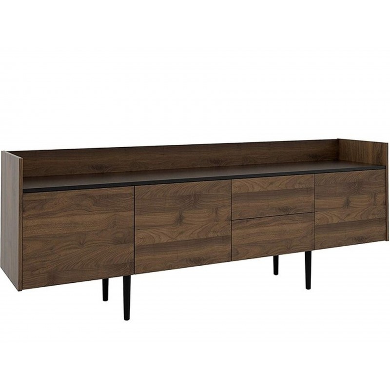 An image of Unit Three Door & Two Drawer Sideboard - White/ Walnut