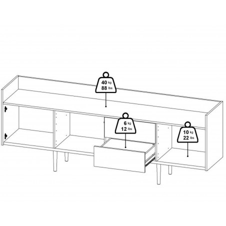 Unit Two Door & Three Drawer Sideboard - Dimensions 3