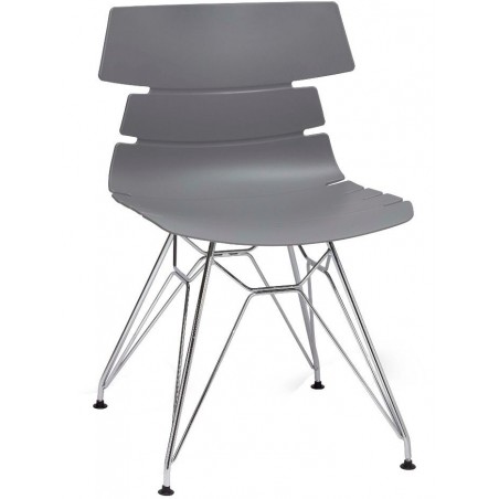 Fabulo Dining Chair - Chrome Lattice Wire Legs Grey