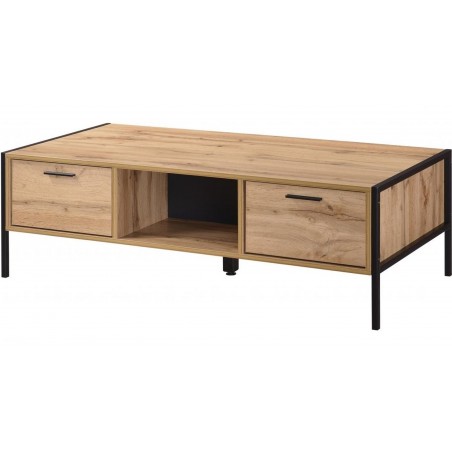 Michigan Urban Style Two Drawer Coffee Table Angled View