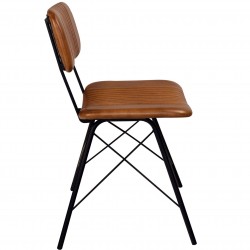 Duke Industrial Leather Dining Chair - Bruciato Side View