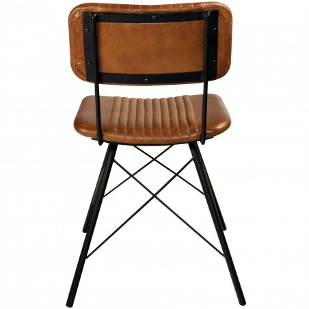 Duke Industrial Leather Dining Chair - Bruciato Rear View
