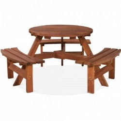 Babeny 6 Seater Round Picnic Table  Front View
