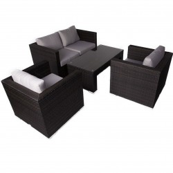 Daisie 4 Seat Lounge Set With Glass Top Table