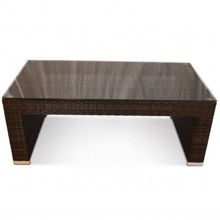 Daisie PE Rattan Garden Coffee Table with Glass Top