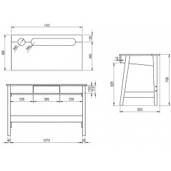 Ithaca Home Office Desk - Dimensions