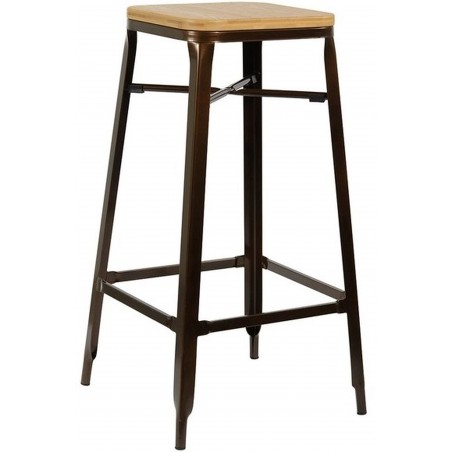 Turin Bar Stool, rustic, front angled view
