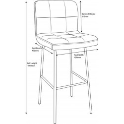 Allegro Fixed Height Bar Stool - Dimensions