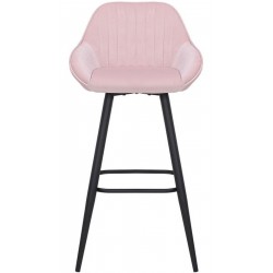 Velluto Velvet Upholstered Bar Stool - Pink Front View