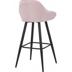 Velluto Velvet Upholstered Bar Stool - Pink Rear Angled view