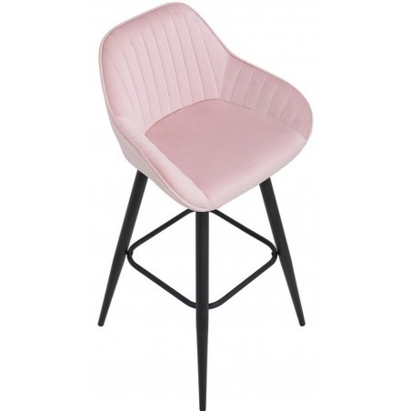 Velluto Velvet Upholstered Bar Stool - Pink Top View
