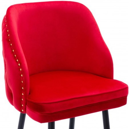 Mayfair Velvet Upholstered Bar Stool - Red Seat Detail