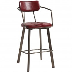 Auzet Vintage Faux Leather Bar Stool - Red