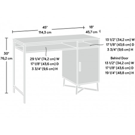 Canyon Lane Industrial Style Office Desk - Dimensions