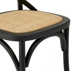Karala Oak Wood Chair - Black Seat Detail