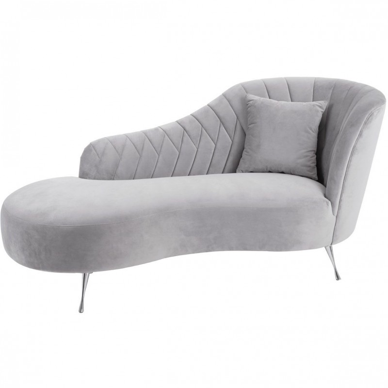 An image of Rene Velvet Chaise Longue - Grey