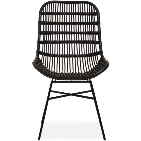 Torello Rattan Chair black, front view