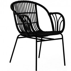Rialma Rattan Chair Black, front angled view