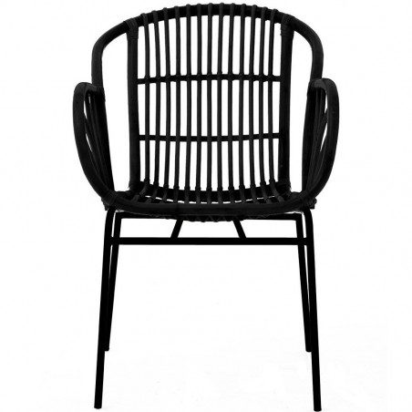 Rialma Rattan Chair Black, front view