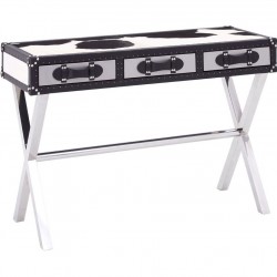 Huxley Cowhide Console Table - Black/White