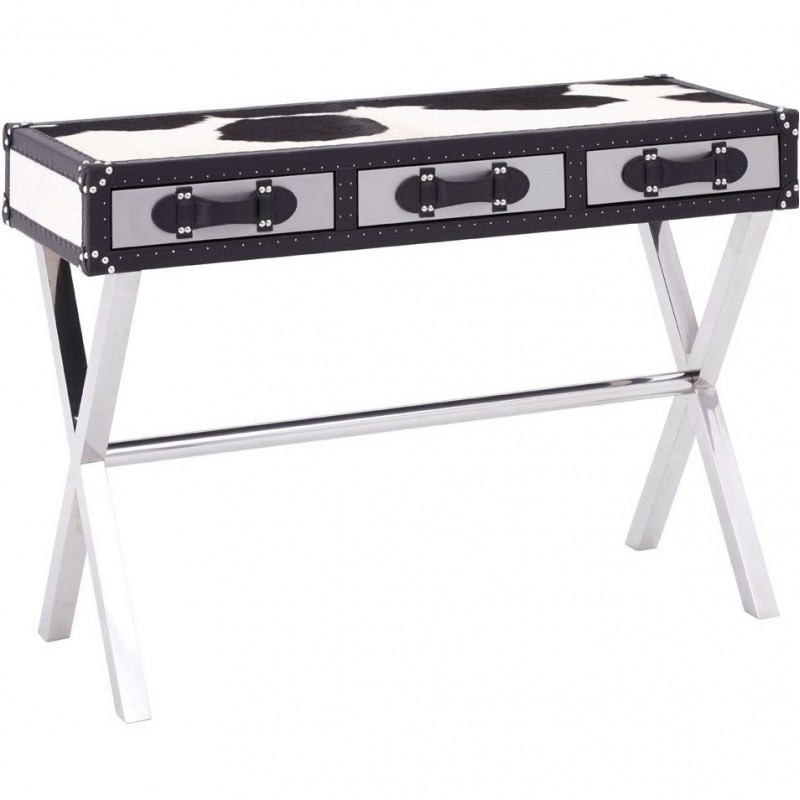 An image of Huxley Cowhide Console Table - Black