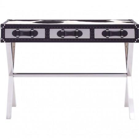 Huxley Cowhide Console Table - Black/White Front View