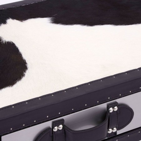 Huxley Cowhide Console Table - Black/White Top detail