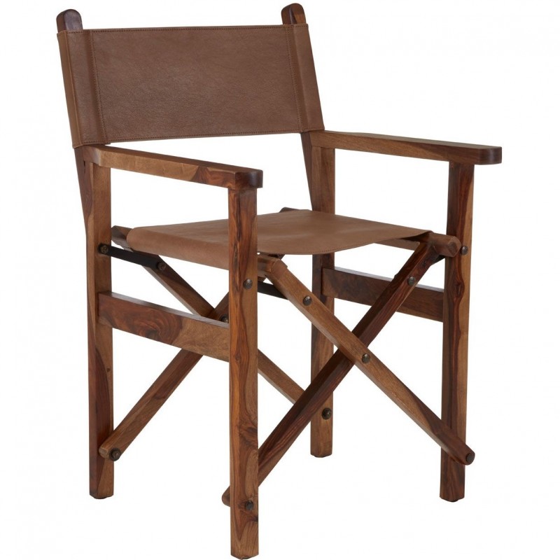 Kenley Folding Chair, brown, front angled view