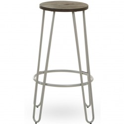 District Coloured Metal Bar Stool - Grey Front View