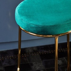 Manhattan Velvet Upholstered Bar Stool - Green Mood Shot seat