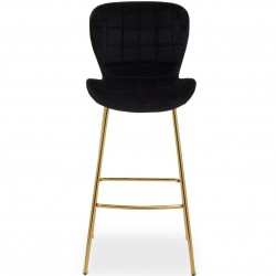 Warton Velvet Upholstered Bar Stool - Black/Gold Front View