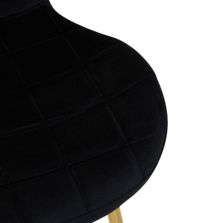 Warton Velvet Upholstered Bar Stool - Black/Gold Seat Detail