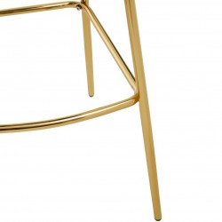 Warton Velvet Upholstered Bar Stool - Gold Leg Detail