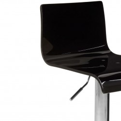 Baina Acrylic Adjustable Bar Stool - Black/Chrome Seat Detail