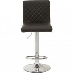 Baina Quilted Back Bar Stool - Black/Chrome Front View