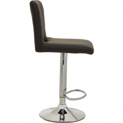 Baina Quilted Back Bar Stool - Black/Chrome Side View