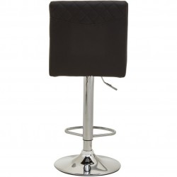 Baina Quilted Back Bar Stool - Black/Chrome Rear View